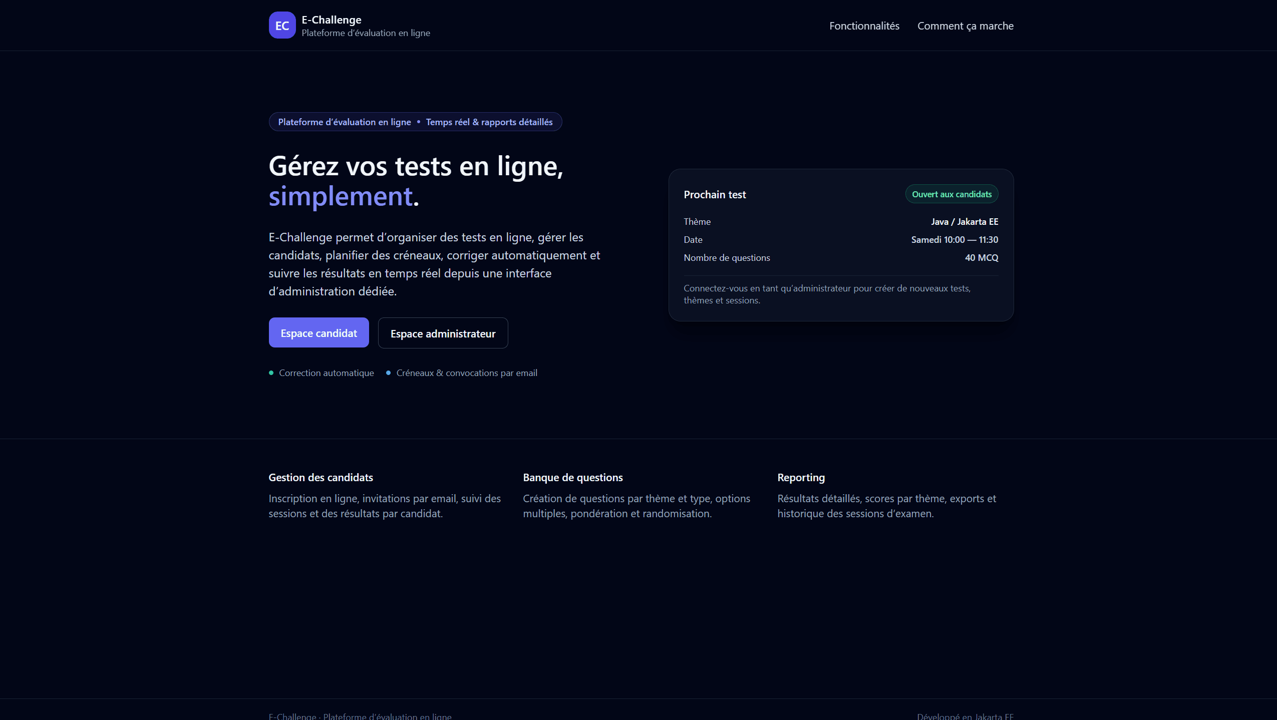 EChallenge - Système de Gestion d'Examens en Ligne – Image 1